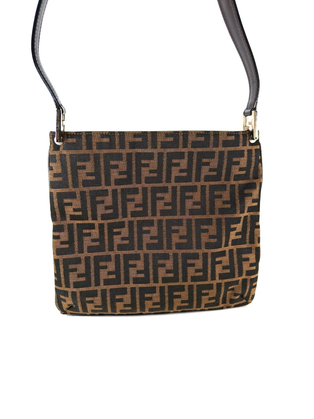 FENDI 芬迪 Zucca花纹 帆布单肩包 棕色 管理编号：10737
