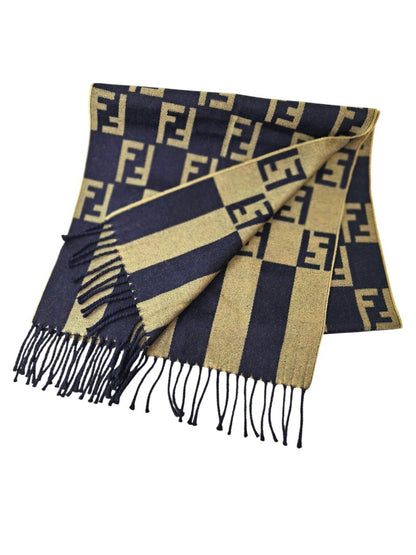 FENDI Zucca Scarf Stripe Scarf Black Control Number: 11804