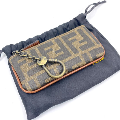 FENDI Zucca 图案帆布零钱包/迷你钱包。控制号码：6617。