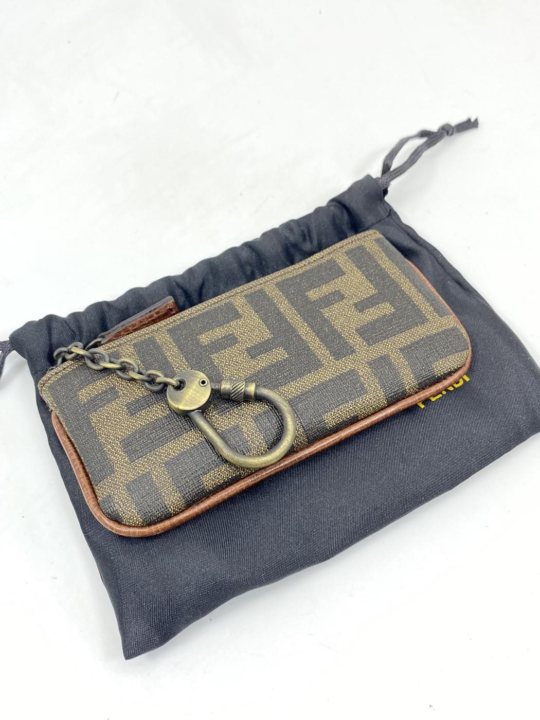 FENDI Zucca 图案帆布零钱包/迷你钱包。控制号码：6617。