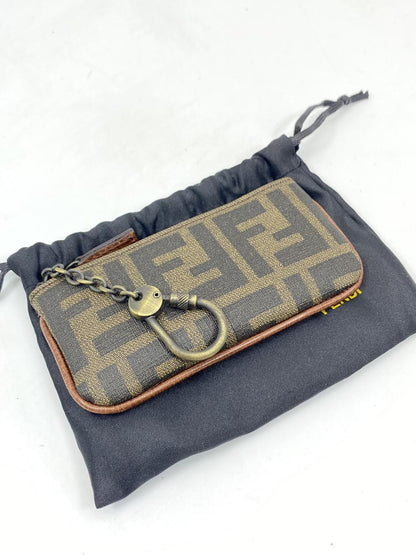 FENDI Zucca 图案帆布零钱包/迷你钱包。控制号码：6617。