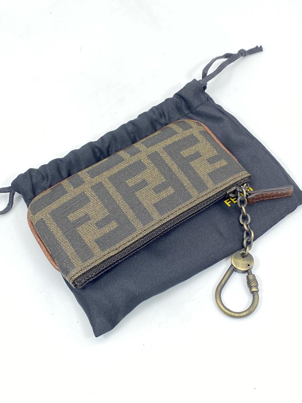 FENDI Zucca 图案帆布零钱包/迷你钱包。控制号码：6617。
