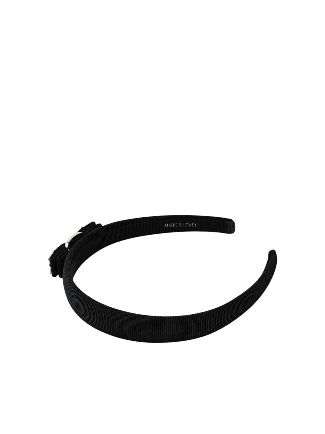 Ferragamo フェラガモ ヴェラリボン ラインストーン カチューシャ ブラック 管理番号：11717