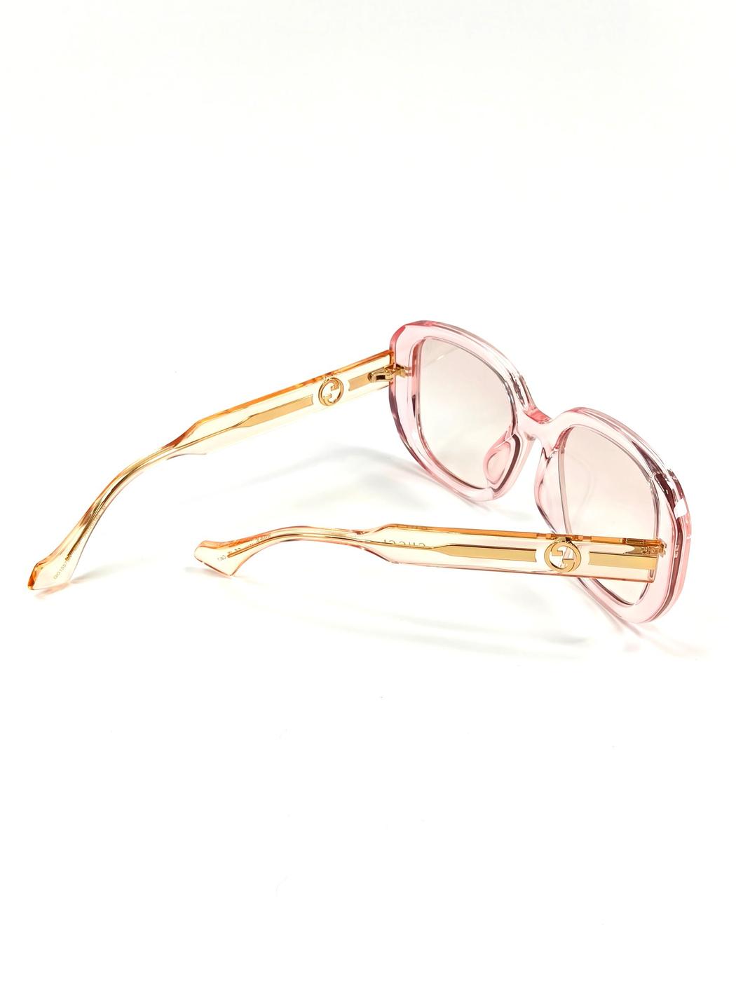 Gucci GG1557SK ブロンディ クリア ピンク バタフライ型サングラス フレーム一体型ノーズパッド アジアンフィット アイウェア 管理番号：11447