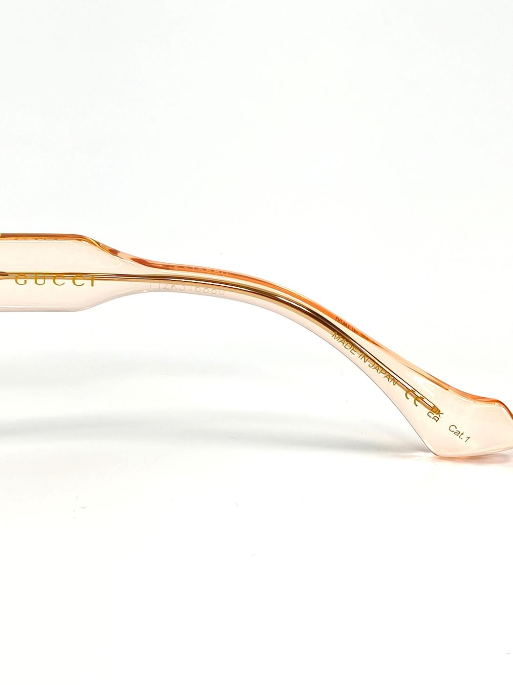 Gucci GG1557SK ブロンディ クリア ピンク バタフライ型サングラス フレーム一体型ノーズパッド アジアンフィット アイウェア 管理番号：11447