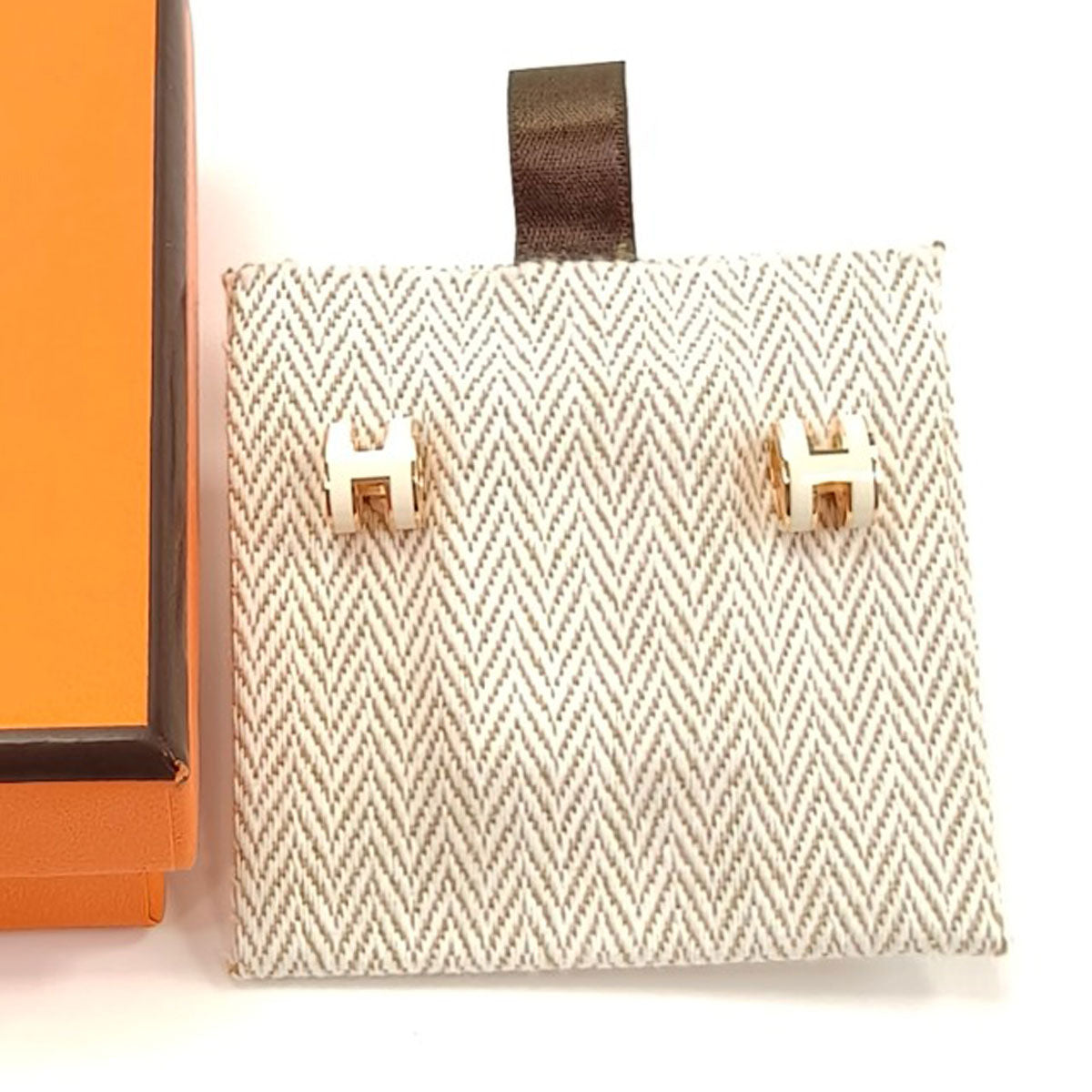 HERMES エルメス ミニ ポップアッシュ ポップH ピアス ホワイト ゴールド 管理番号：10019