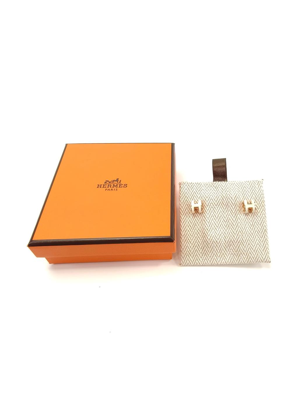 HERMES エルメス ミニ ポップアッシュ ポップH ピアス ホワイト ゴールド 管理番号：10019