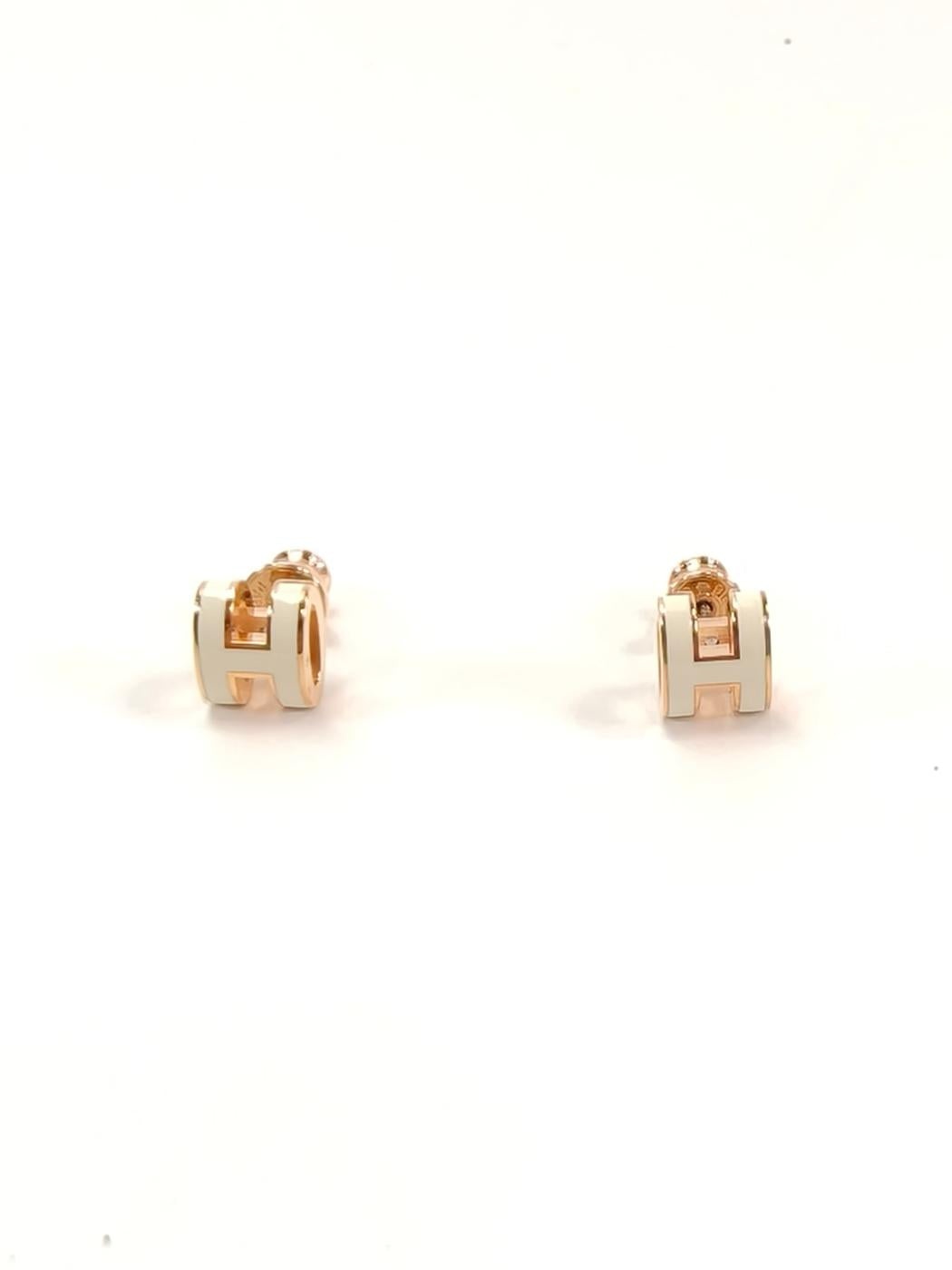 HERMES エルメス ミニ ポップアッシュ ポップH ピアス ホワイト ゴールド 管理番号：10019
