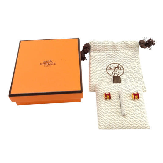 HERMES エルメス ピアス ポップアッシュ ミニ ポップH ルージュ ゴールド金具 Hモチーフ ボルドー 管理番号：10081