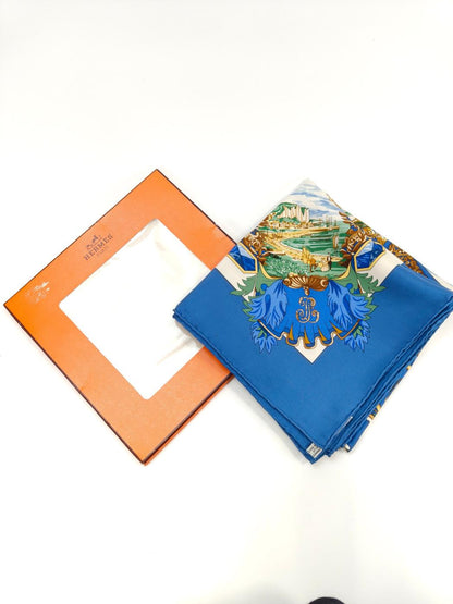 爱马仕 Carré 90 “LENTENTE CORDIALE” 丝巾，蓝色，参考编号：10226