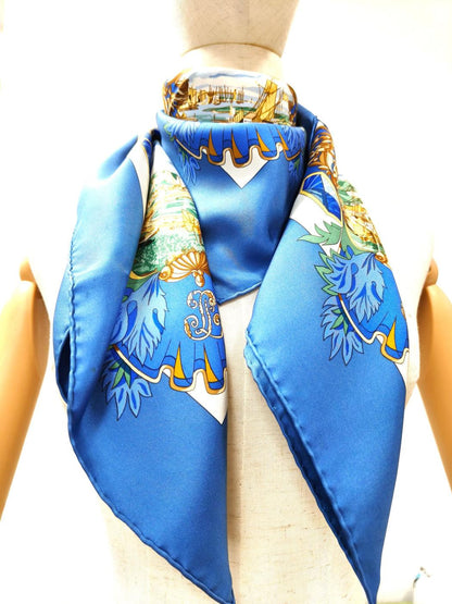 爱马仕 Carré 90 “LENTENTE CORDIALE” 丝巾，蓝色，参考编号：10226