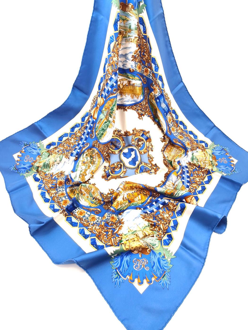 爱马仕 Carré 90 “LENTENTE CORDIALE” 丝巾，蓝色，参考编号：10226