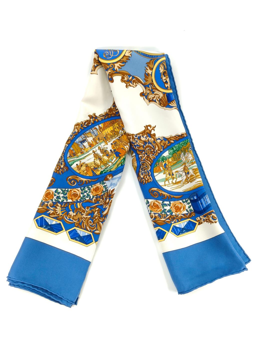 爱马仕 Carré 90 “LENTENTE CORDIALE” 丝巾，蓝色，参考编号：10226