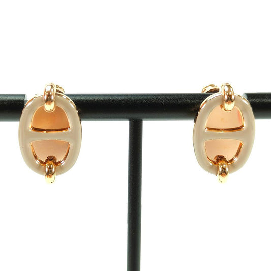 HERMES エルメス ミニ マイヨン ピアス ピンクゴールド×マロングラッセ 管理番号：10360