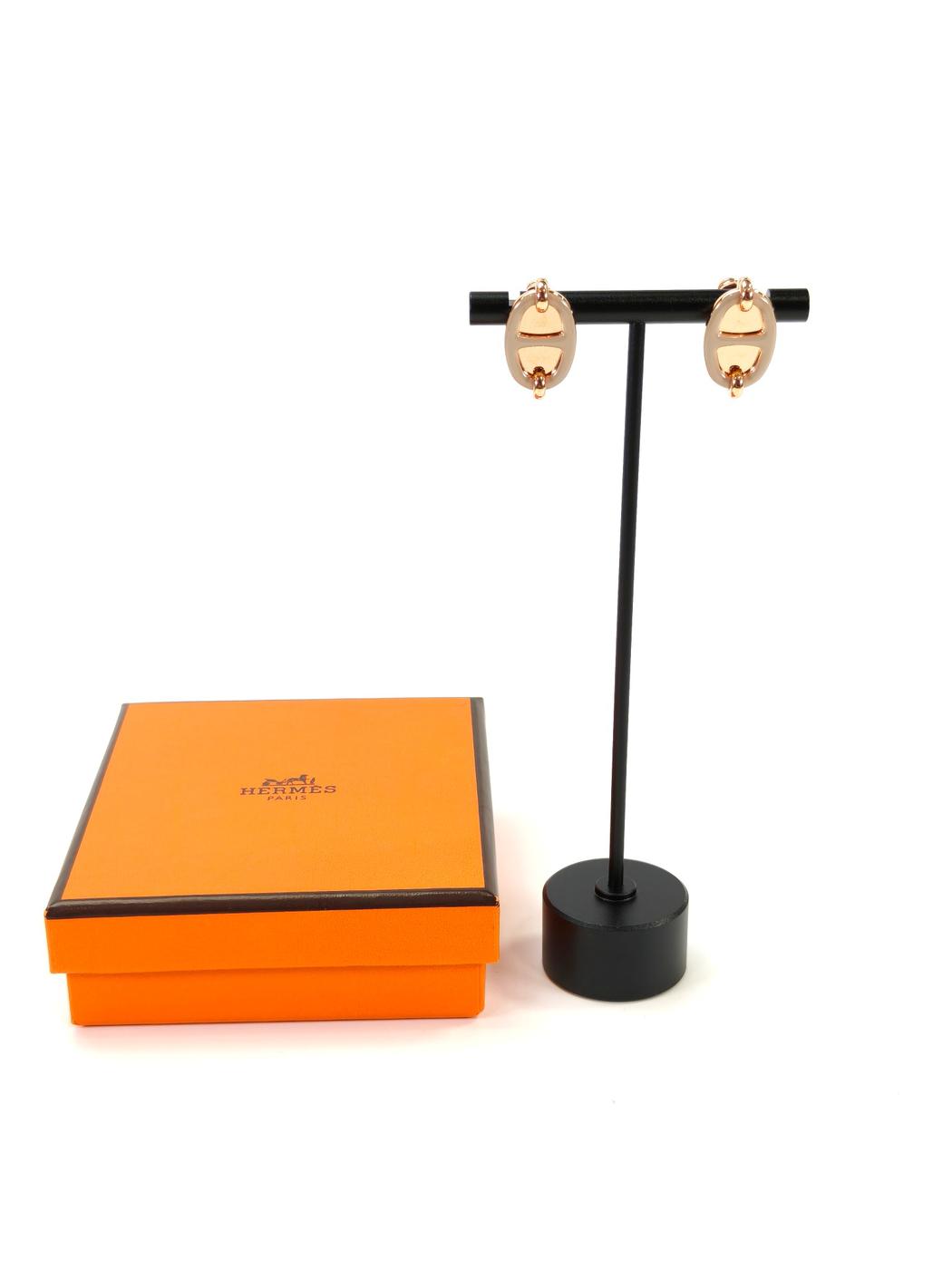 HERMES エルメス ミニ マイヨン ピアス ピンクゴールド×マロングラッセ 管理番号：10360