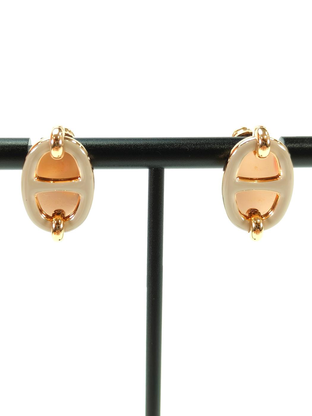 HERMES エルメス ミニ マイヨン ピアス ピンクゴールド×マロングラッセ 管理番号：10360