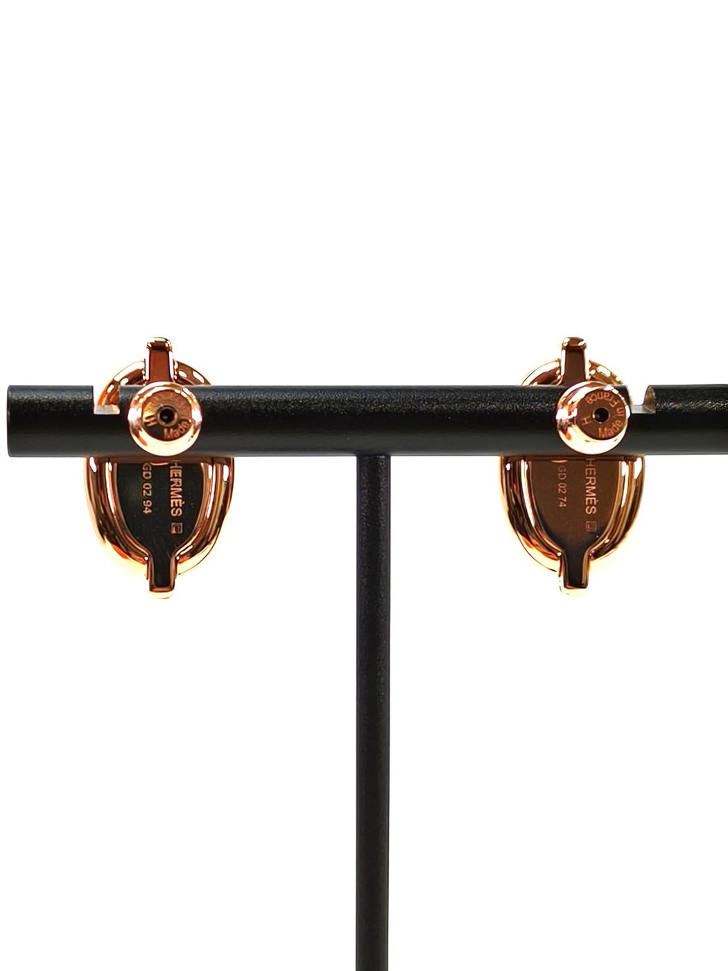 HERMES エルメス ミニ マイヨン ピアス ピンクゴールド×マロングラッセ 管理番号：10360