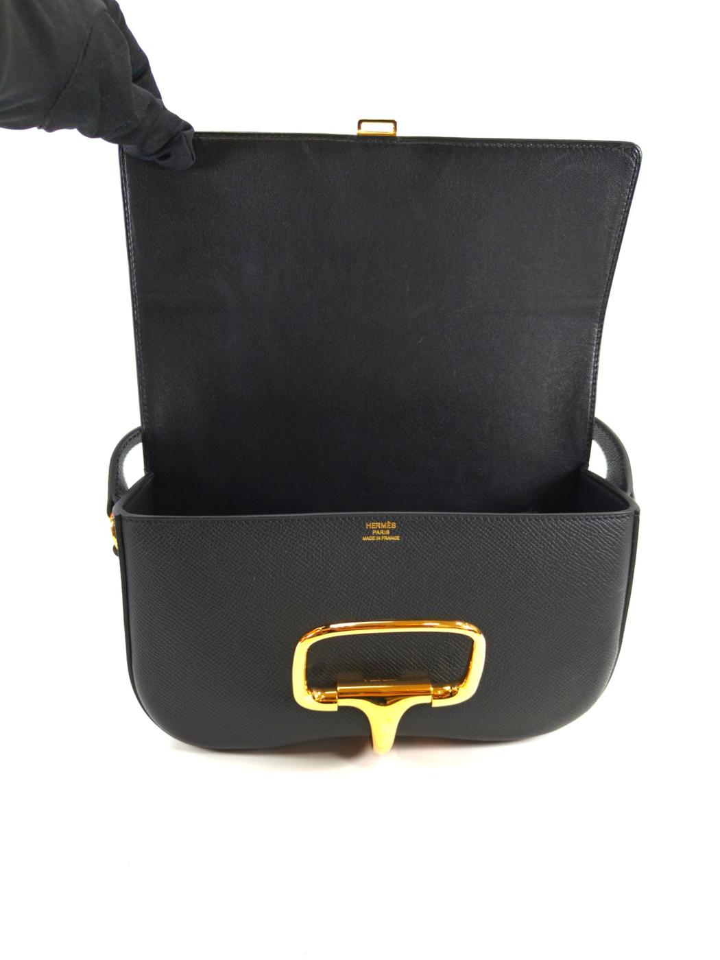 HERMES エルメス デラ カヴァレリア エラン ショルダーバッグ ブラック ゴールド金具 管理番号：10376