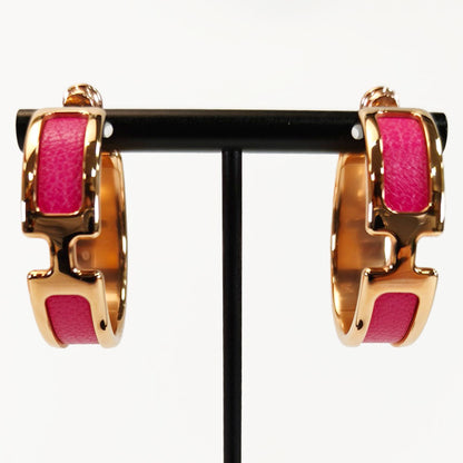 HERMES Olympe earrings, Golden Rose x Pink, unused, control number: 10379