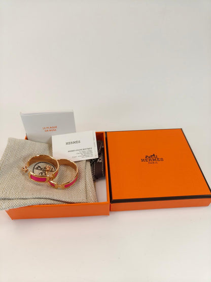 HERMES Olympe earrings, Golden Rose x Pink, unused, control number: 10379