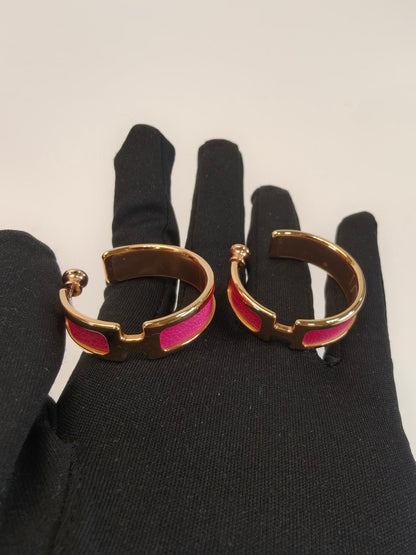 HERMES Olympe earrings, Golden Rose x Pink, unused, control number: 10379