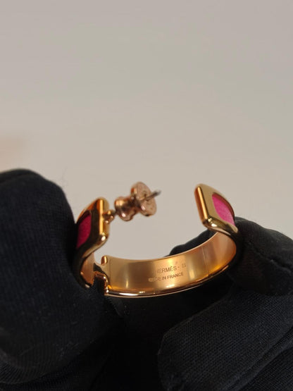 HERMES Olympe earrings, Golden Rose x Pink, unused, control number: 10379