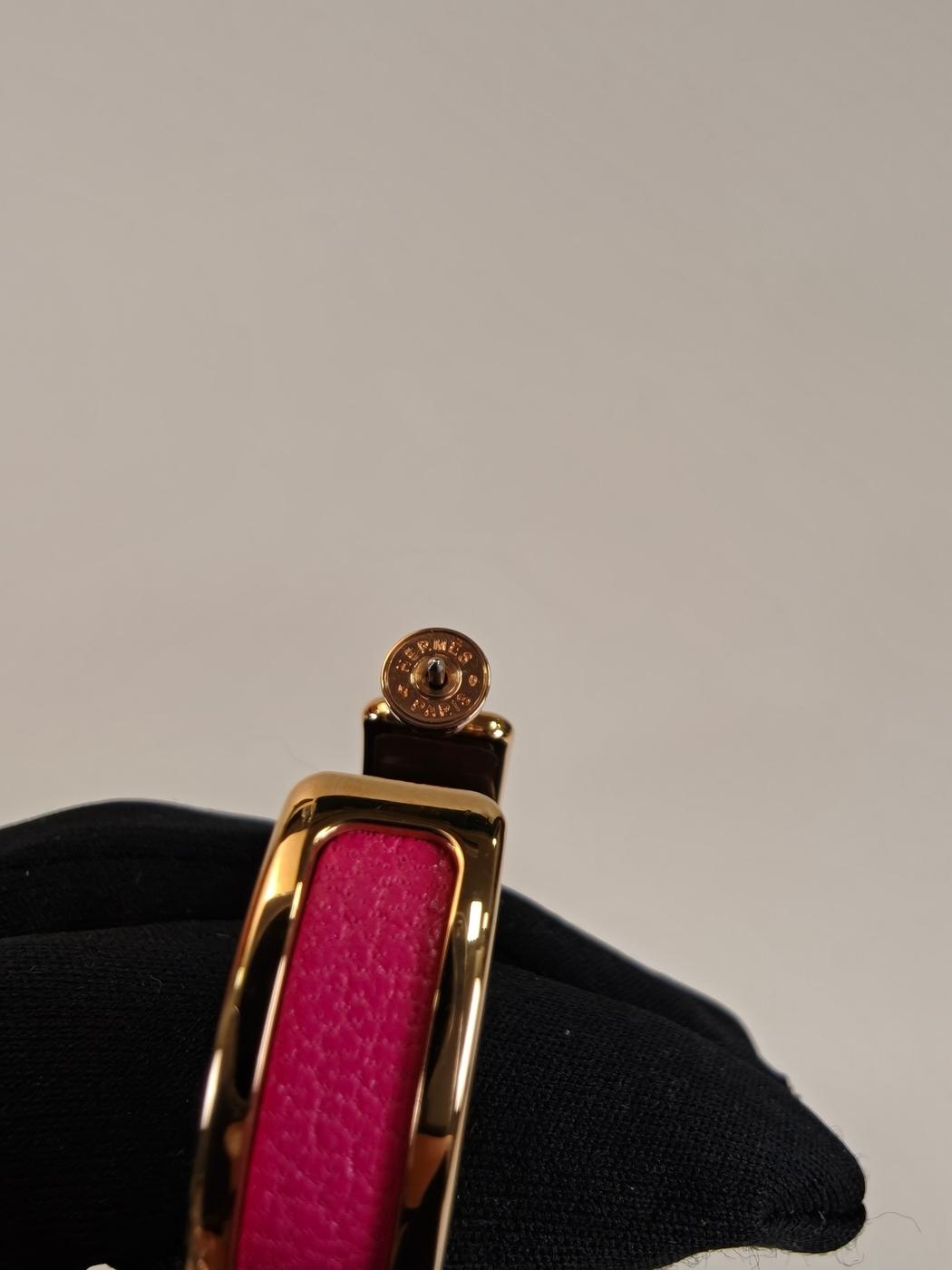 HERMES Olympe earrings, Golden Rose x Pink, unused, control number: 10379