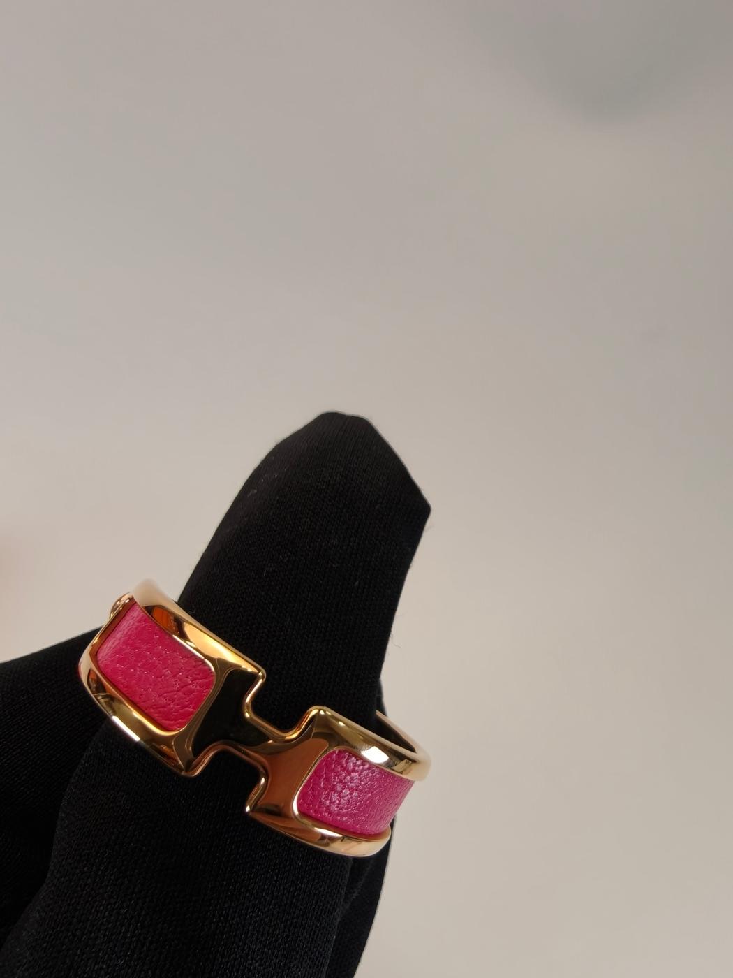 HERMES Olympe earrings, Golden Rose x Pink, unused, control number: 10379