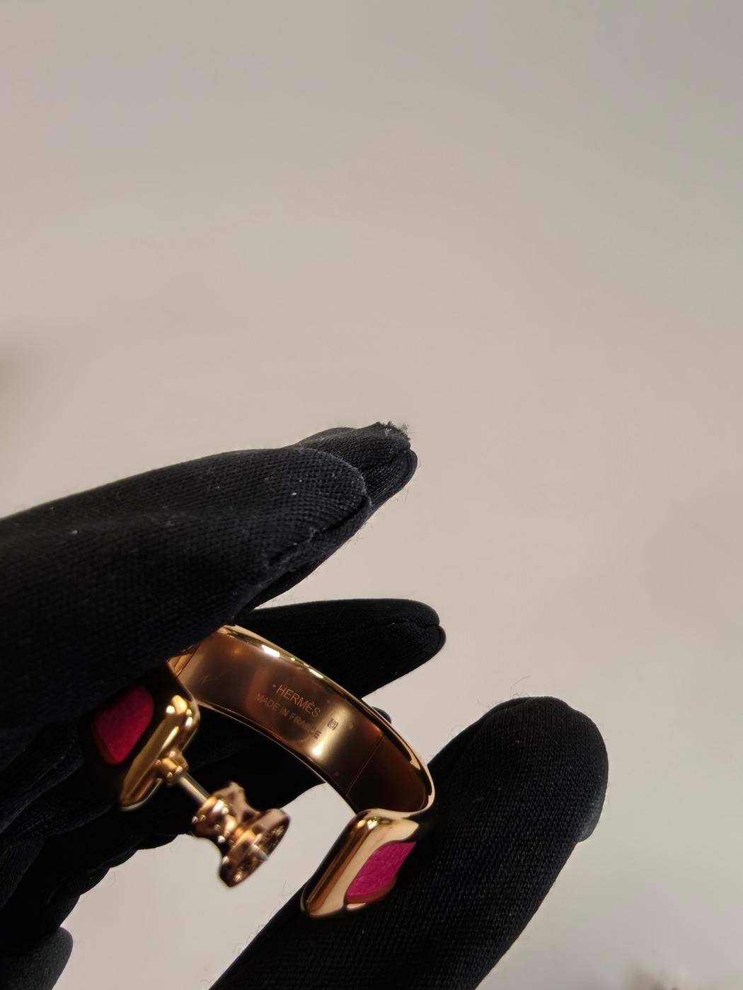 HERMES Olympe earrings, Golden Rose x Pink, unused, control number: 10379