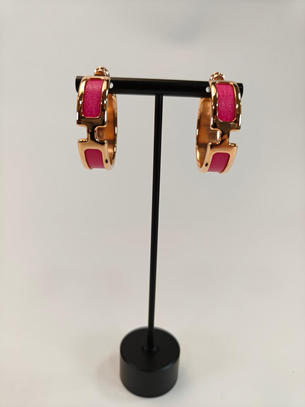 HERMES Olympe earrings, Golden Rose x Pink, unused, control number: 10379