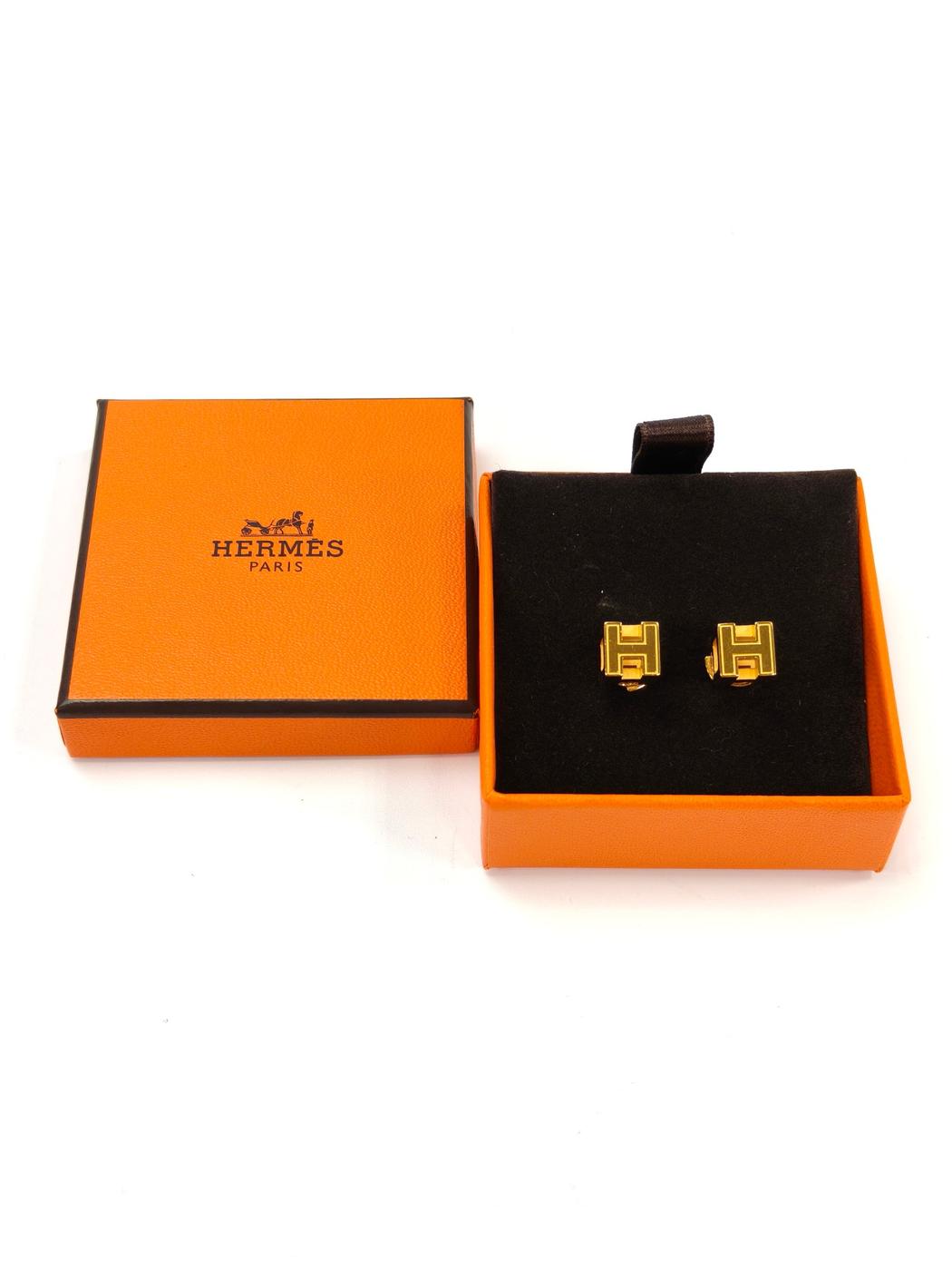 爱马仕 Hermès Case d'Ache H Cube 耳环，黄金材质，参考编号：10498
