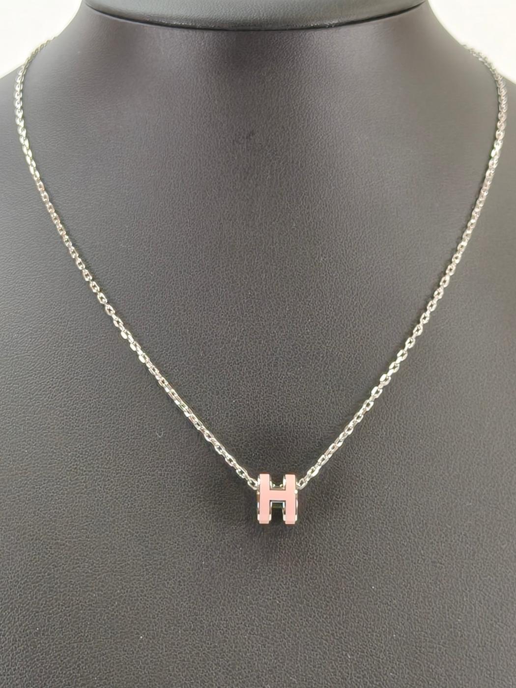 HERMES Mini Pop H Necklace Silver x Pink Product Number: 10695