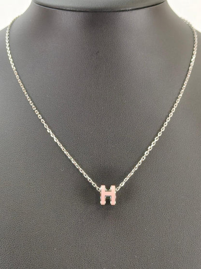 HERMES Mini Pop H Necklace Silver x Pink Product Number: 10695