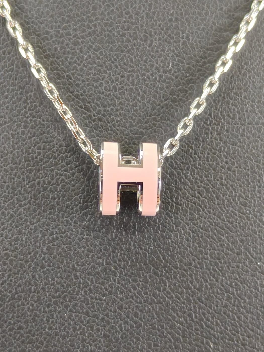 HERMES Mini Pop H Necklace Silver x Pink Product Number: 10695