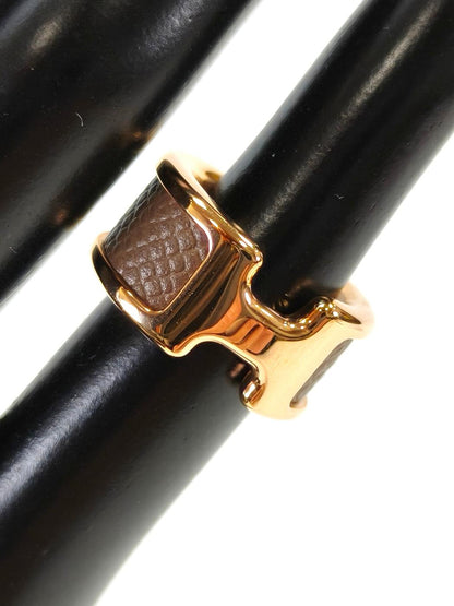 爱马仕 HERMES Olympe 耳夹 耳环 金色×棕色 型号：10710