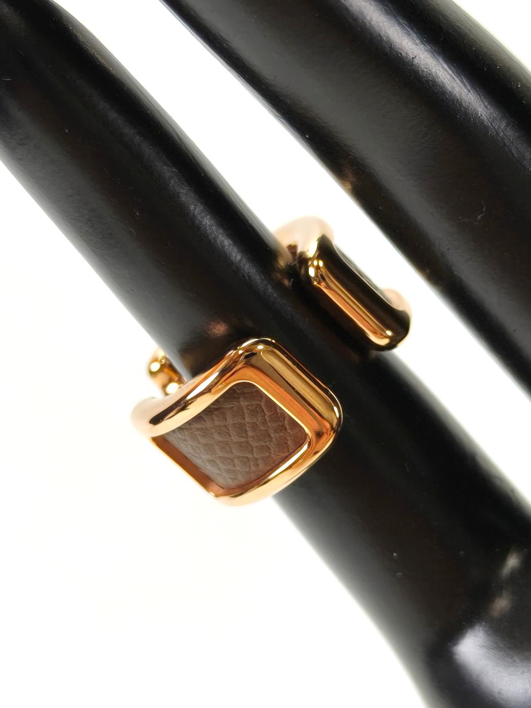 爱马仕 HERMES Olympe 耳夹 耳环 金色×棕色 型号：10710