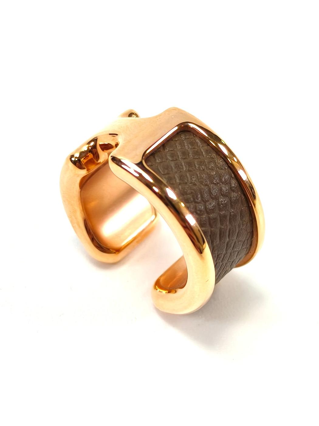 爱马仕 HERMES Olympe 耳夹 耳环 金色×棕色 型号：10710