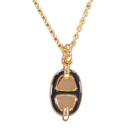 HERMES Mini Maillon Necklace, Gold x Black. Control number: 10711
