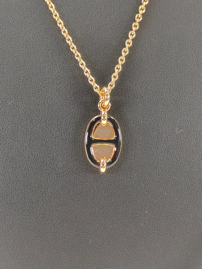 HERMES Mini Maillon Necklace, Gold x Black. Control number: 10711