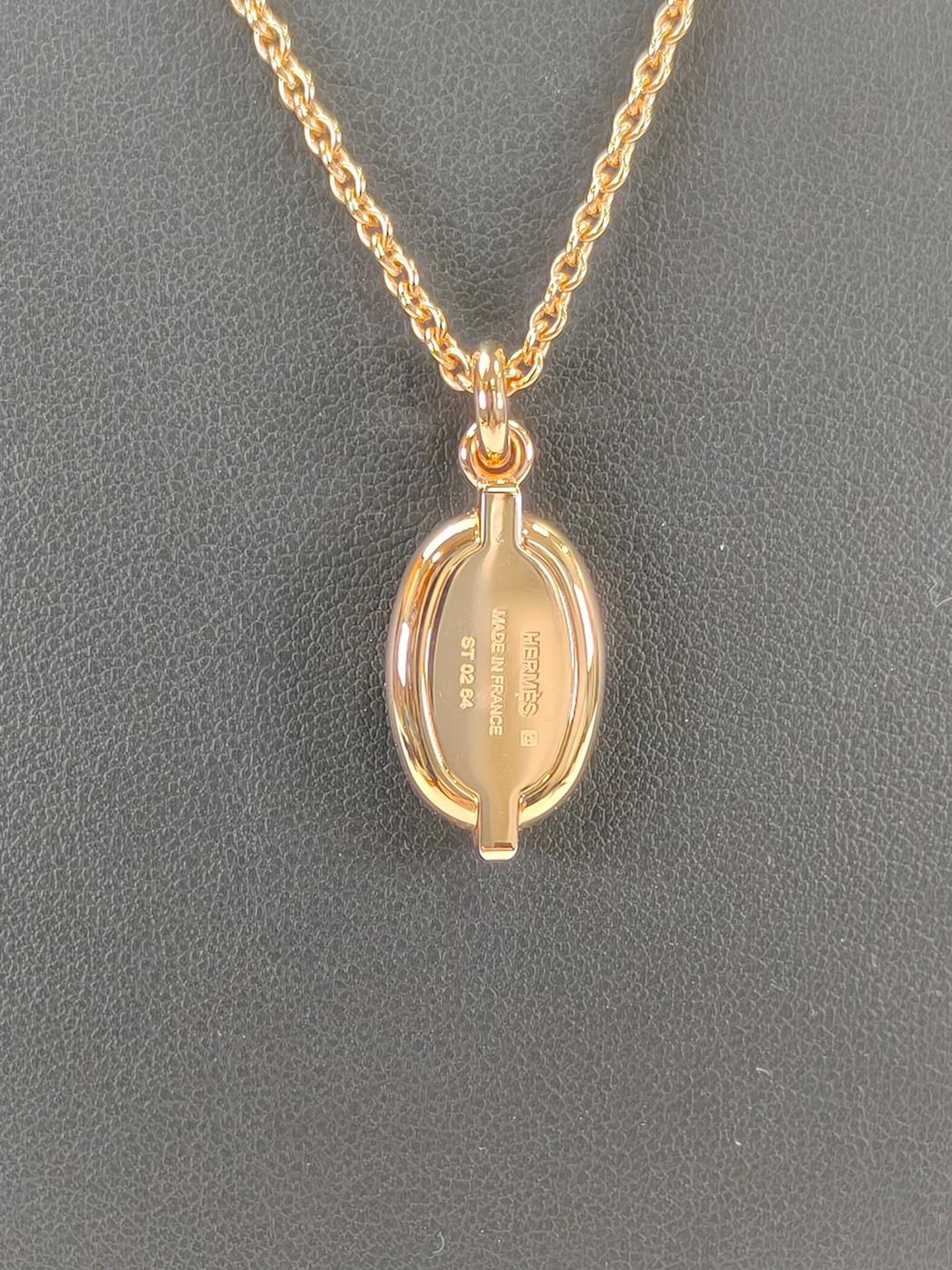 HERMES Mini Maillon Necklace, Gold x Black. Control number: 10711