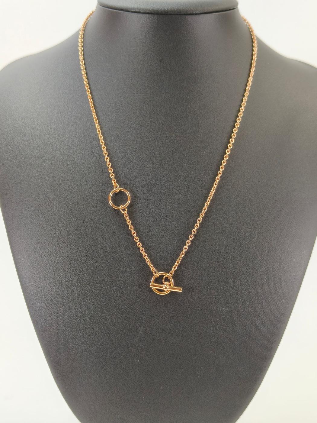 HERMES Mini Maillon Necklace, Gold x Black. Control number: 10711