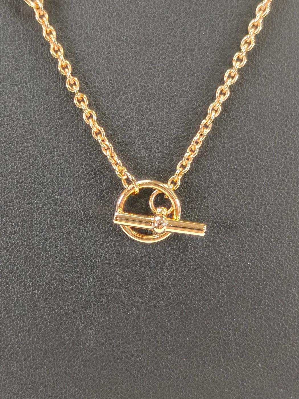 HERMES Mini Maillon Necklace, Gold x Black. Control number: 10711