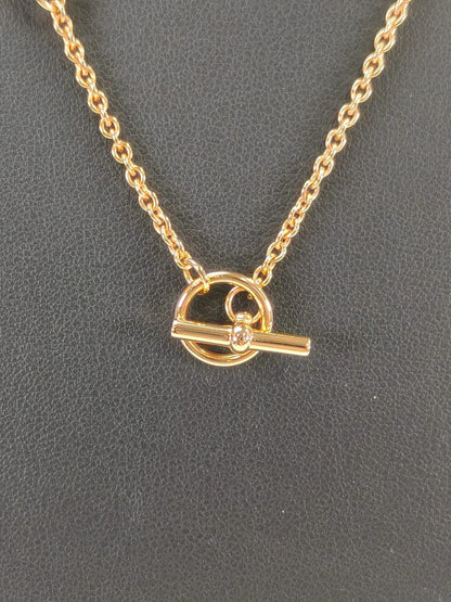 HERMES Mini Maillon Necklace, Gold x Black. Control number: 10711