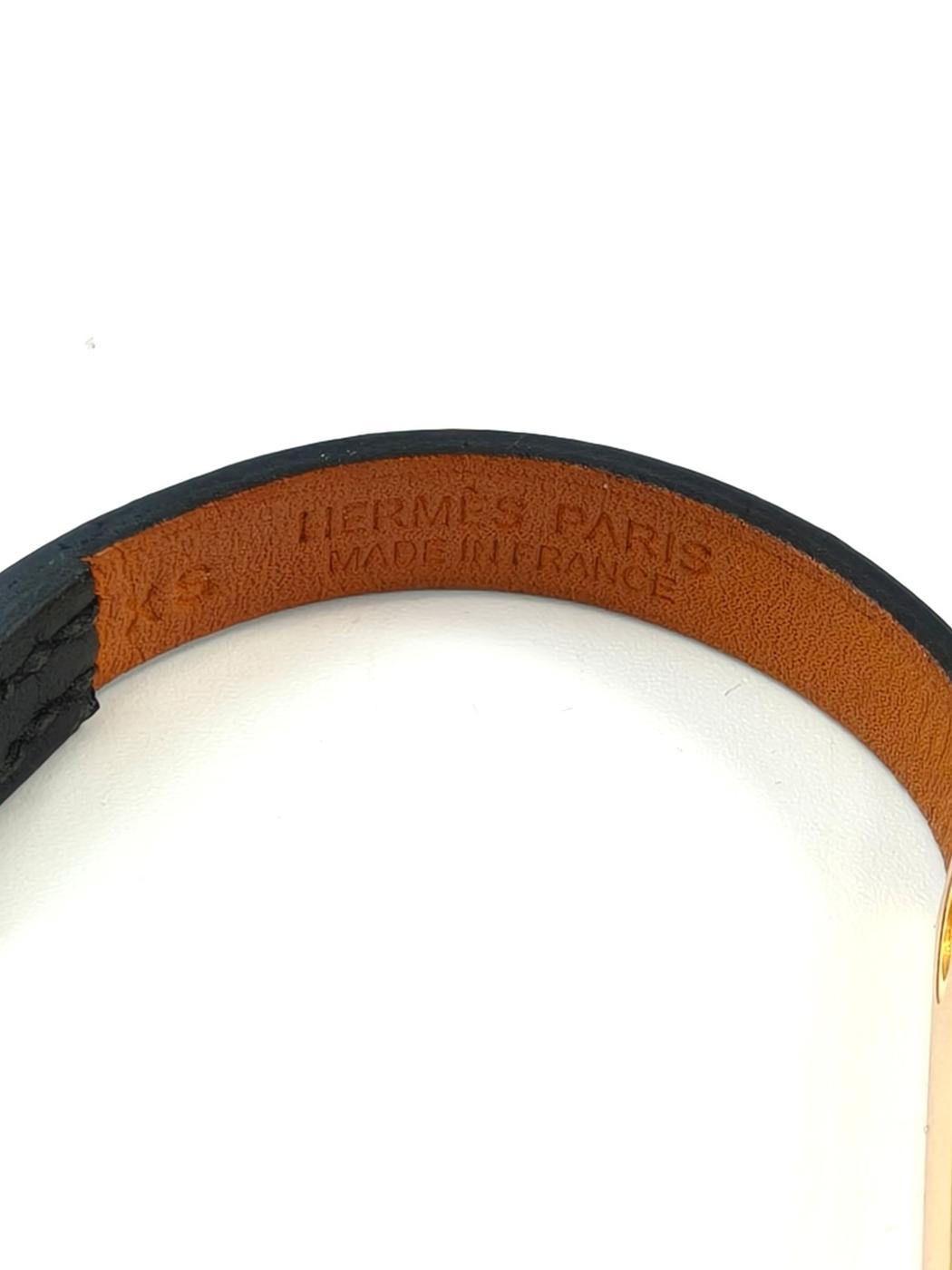 HERMES 爱马仕 Rival Mini 手链 黑色×金色 款式编号：10714