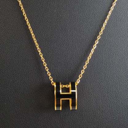 HERMES 爱马仕 Pop H Mini 项链 吊坠 黑色×金色 型号：10773