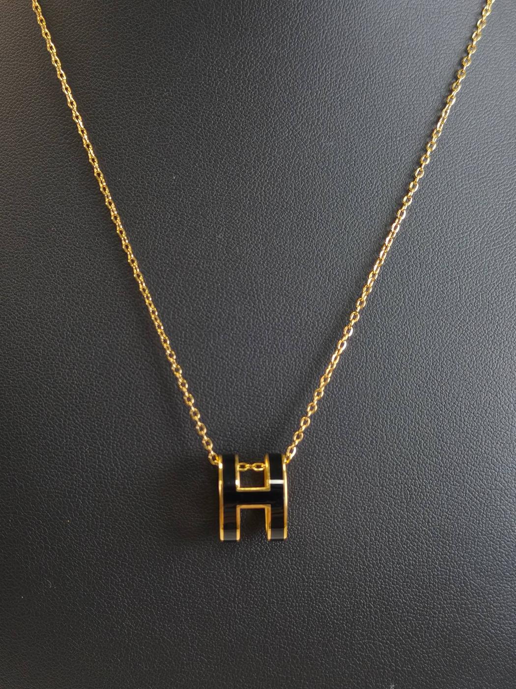 HERMES 爱马仕 Pop H Mini 项链 吊坠 黑色×金色 型号：10773