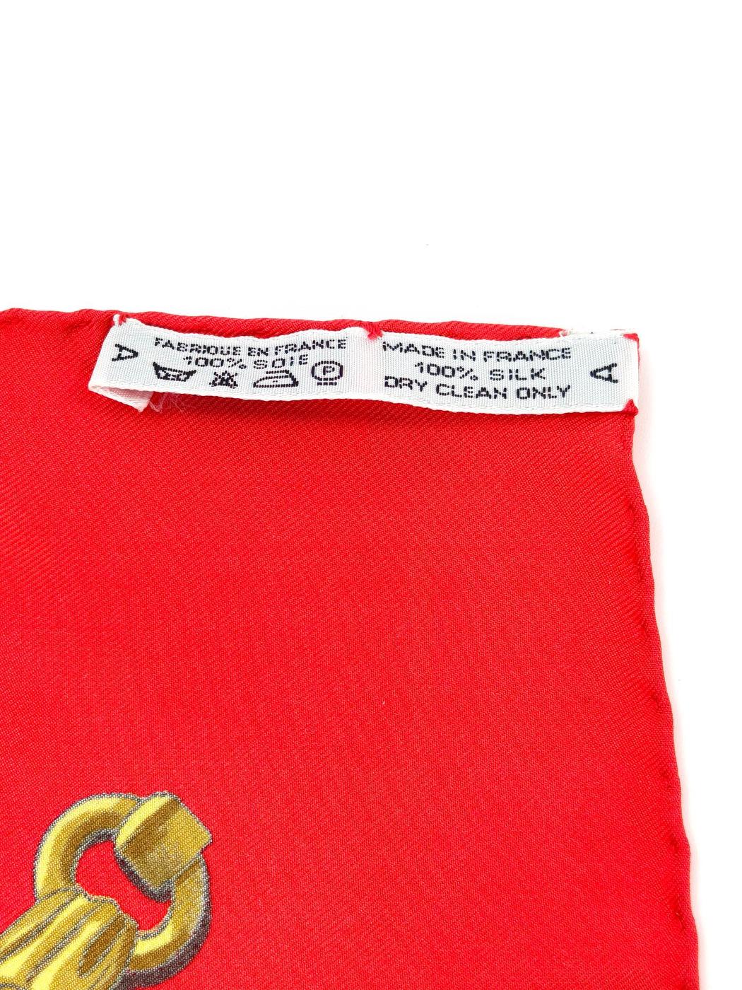 HERMES Carre 90 MARINE ET CAVALERIE Silk Scarf Red Product No: 10869