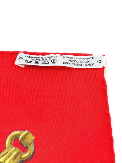 HERMES Carre 90 MARINE ET CAVALERIE Silk Scarf Red Product No: 10869