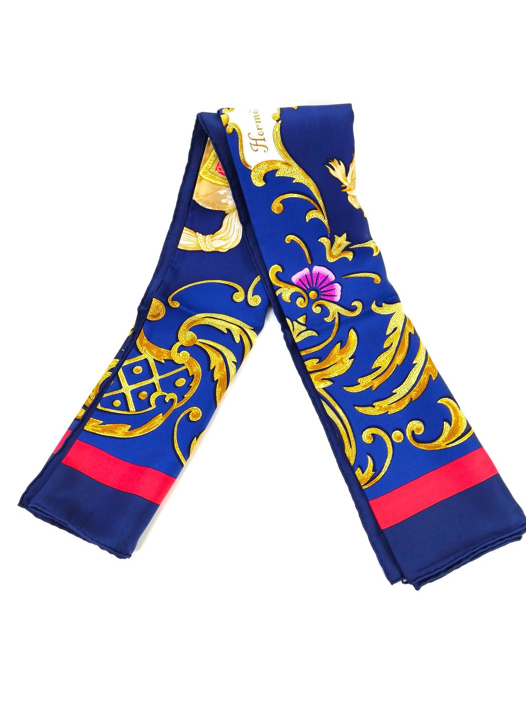 HERMES Carre 90 Cheval Turo Turkish Horse Silk Scarf Navy Ref. 10870