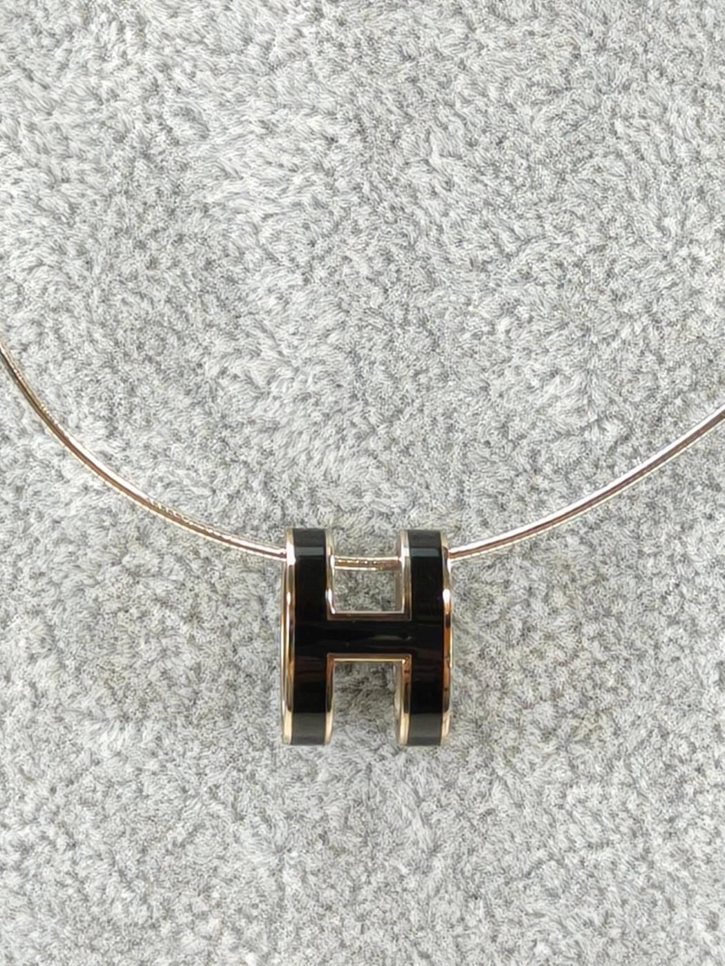 HERMES 爱马仕 Pop H 项链 黑色x银色 型号：10971